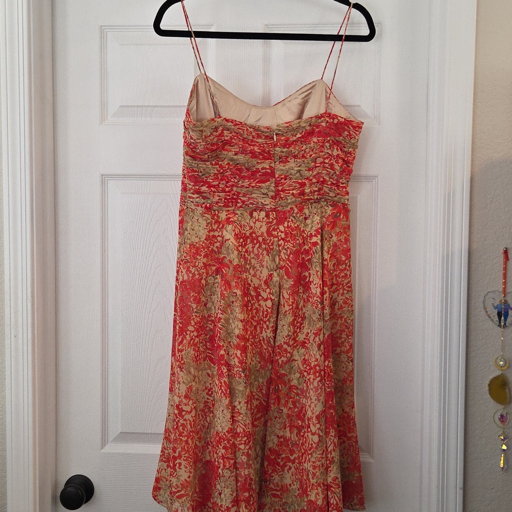 Ralph Lauren Coral and Beige Fully Lined Floral Sundress - Picture 3 of 3
